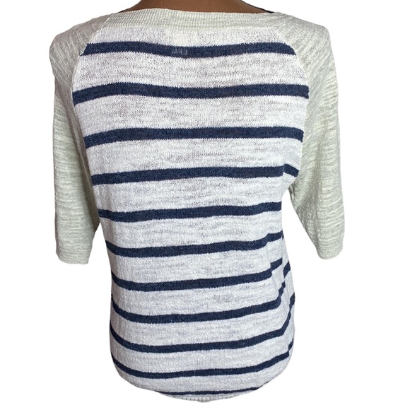 J Crew factory linen blend striped elbow length light sweater size S - Picture 2 of 12